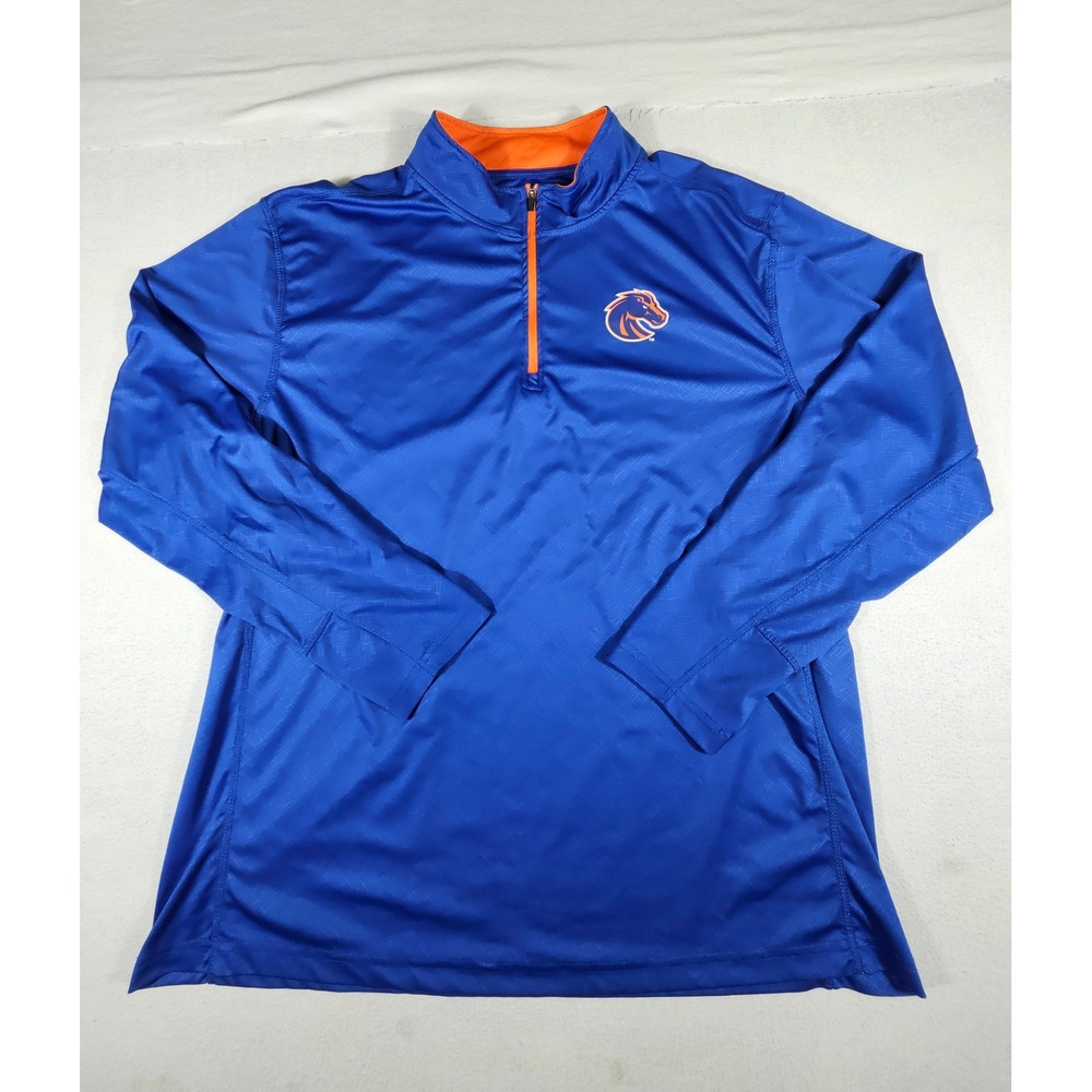 Colosseum Boise State Broncos Mens XXL Blue Orange 1/4 Zip Pullover Jacket‎ NCAA
